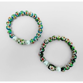 Expo International 8mm x 8mm Cloisonne 8 Inch Strand | Black Multi Jewelery Beads