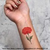 4 x 'Single Carnation Flower' Temporary Tattoos - Water Resistant,