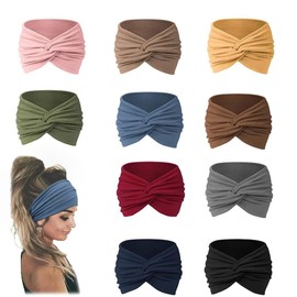 10 Pack Headbands for Women Yoga Knotted Headbands Elastic Criss Cross Hair Accessories Sports Head Wrap Non Slip