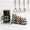 Small Checkered Kitchen Canister Set of 3 with Black Metal