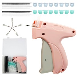 Mini Stitch Gun for Clothes,Quick Clothing Fixer Gun,Fine Stitch Gun Contains Storage Box,6 Needles, 1200 0.5/0.8mm Black White Fasteners,100 Bear Buckles,Stitch Gun for Clothes.(Pink)