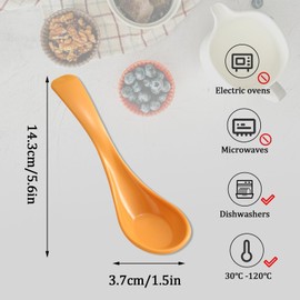 LELE LIFE 16Pcs Asian Soup Spoons, Chinese Japanese Soup Spoon for Ramen Pho Miso Dumpling Wonton Noodle Soba, Dishwasher Safe,4 Colors, LJ-195