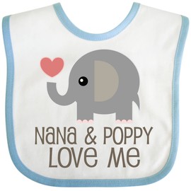 inktastic Nana and Poppy Love Me Baby Bib White and Blue 3042d