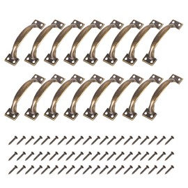 sourcing map 16pcs 4 Inches Gate Handle Metal Vintage Door Drawer Pulls Vintage Furniture Handles with Screw for Kitchen Cupboard Closet Door Bronze