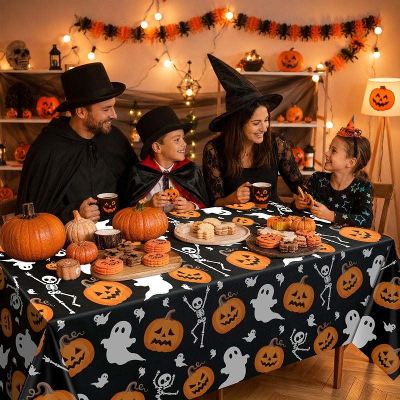 3Pack Halloween Tablecloth 54 x 108 Inch Black Halloween Table