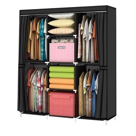 YOUUD Wardrobe Storage Closet Clothes Portable Wardrobe Storage Closet Portable Closet Organizer Portable Closets Wardrobe Closet Organizer Shelf Wardrobe Clothes Organizer Standing Closet Gray