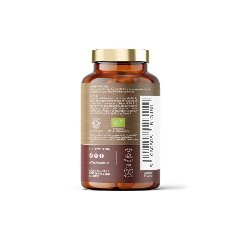 Organic Vitamin B Complex - Wholefood Plant-Based - 120 Capsules