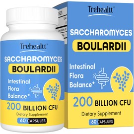Saccharomyces Boulardii Probiotics 200 Billion CFUs, Clinically-Studied Probiotic for Women & Men Yeast for Intestinal, Gut, Immune & Digestive Health, Acid Resistant & Shelf-Stable, 60 Days Supply