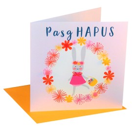 Pom Pom"Bunny Girl" Welsh Easter Card