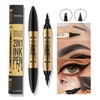 Eyebrow Pencil with 4 Micro Fork Tips, 2-in-1 Liquid Eyeliner,