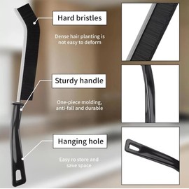Generic Crevice Cleaning Brush - 2 Pack, Bathroom Gap Cleaning Brush, Hard Bristle Brush for Cleaning, Multifunctional Gap Brush, for Blind, Baseboard, Fan, Window or Sliding Door Track, Black