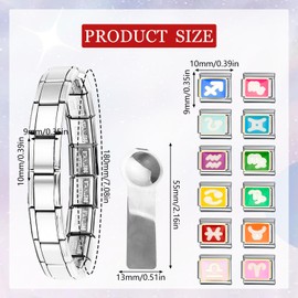 Rebanky Italian Charms Bracelet Set Charms Italian Bracelet 9 mm Italian Charm Bracelet Silver Italian Bracelets Charms with Opening Tools Italian Charms for Men and Women, Stainless Steel