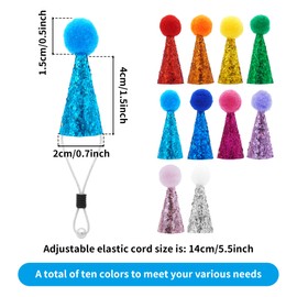 JpGdn 40Pcs Mini Party Hats for Animal Figures Toys Figurines Crafts Dolls Ducks Stuffed Animals With Pom Poms for Birthday Party Holidays