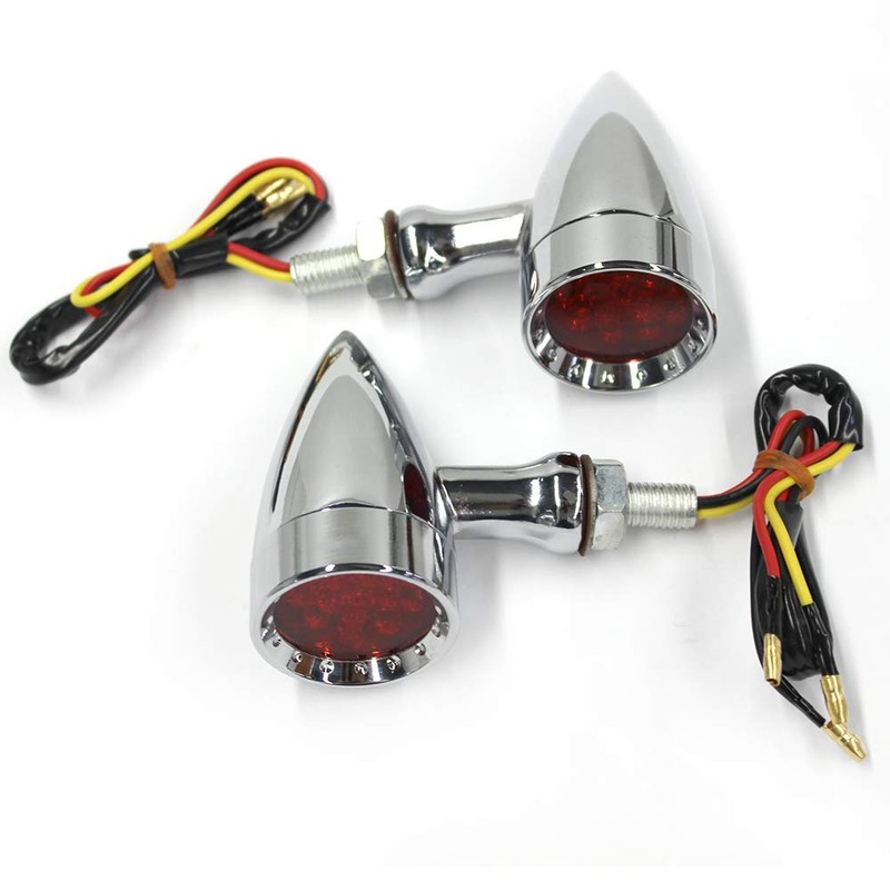 Red CNC Motorcycle Bullet LED Turn Signal Lights Blinker Indicator