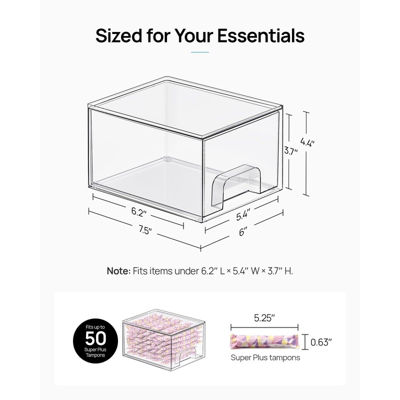 Vtopmart 12 Pack Small Clear Stackable Storage Drawers