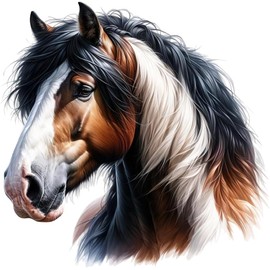 x2 Shire Horse Decal Stickers, Cover Up Marks, 110mm Tall Waterproof Decals, Multi Purpose Ideal for Laptop, Tile, Toy Box, Furniture and More, Farm Animal Vinyl Art Graphics (Horseshire, 110mm Qty:2)