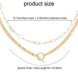 Mikovivi Multilayer Necklace Made of Gold, Paper Clip Chain Gold Dainty Necklace Women's Gold Chunky Necklace Gold Trendy Multilayer Necklaces for Women, copper, No Gemstone