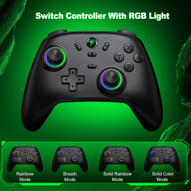 HELLCOOL Switch Controller mit Hall Joysticks, Kabellos Controller für Switch/Lite/OLED,