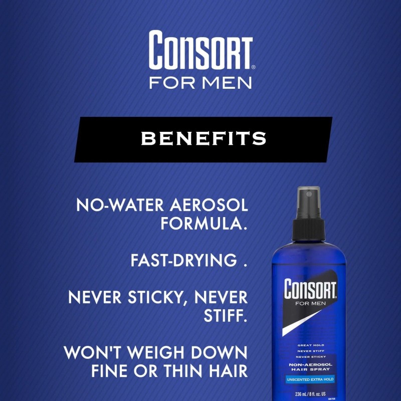 Consort Hair Spray 8oz Unscented X-Hold Pump Non-Aero (2 Pack)