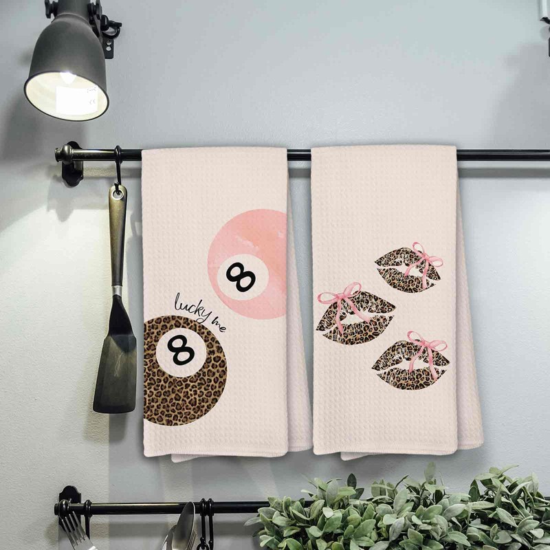 KTYHD Pink Leopard Ktichen Towels Set of 3, Pink Leopard