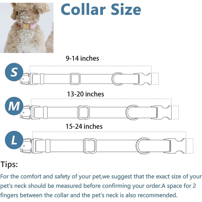 Adjustable Cotton Dog Collar, Soft Fabric Dog Collar with Metal