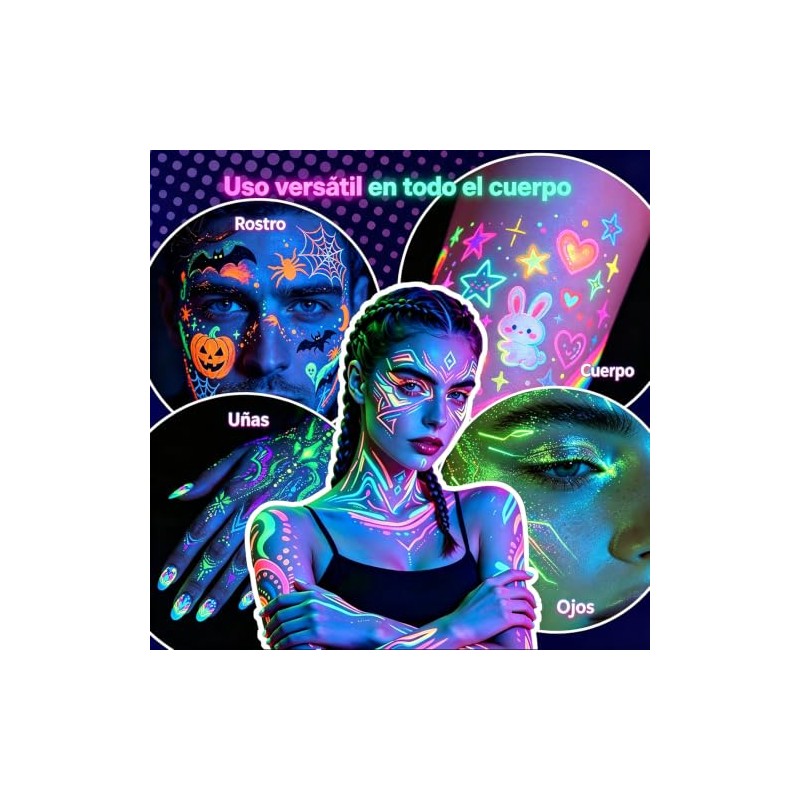 Pintura de Cara de Neón Brillante Uv Cera para Cabello