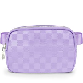 DANCOUR Checkered Belt Bag, Cross Body Bag, Fanny Pack, Leather Fanny Pack Crossbody, Fanny Packs For Women, Crossbody Bags for Women, Waist Bag, Crossbody Fanny Pack For Women, Purple, One Size,