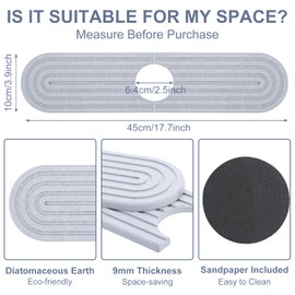 Yimomoyi Kitchen Sink Splash Guard, 17.7”x3.9” Tap Mat for Kitchen Sink, Stone Faucet Mat for Kitchen Sink, Diatom Mud Draining Mat, Faucet Mat, Sink Faucet Mat for Kitchen Bathroom Counter(Grey)