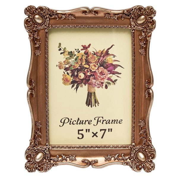 JANDERART Vintage Picture Frame 5x7 Inch, Ornate Antique Photo Frames