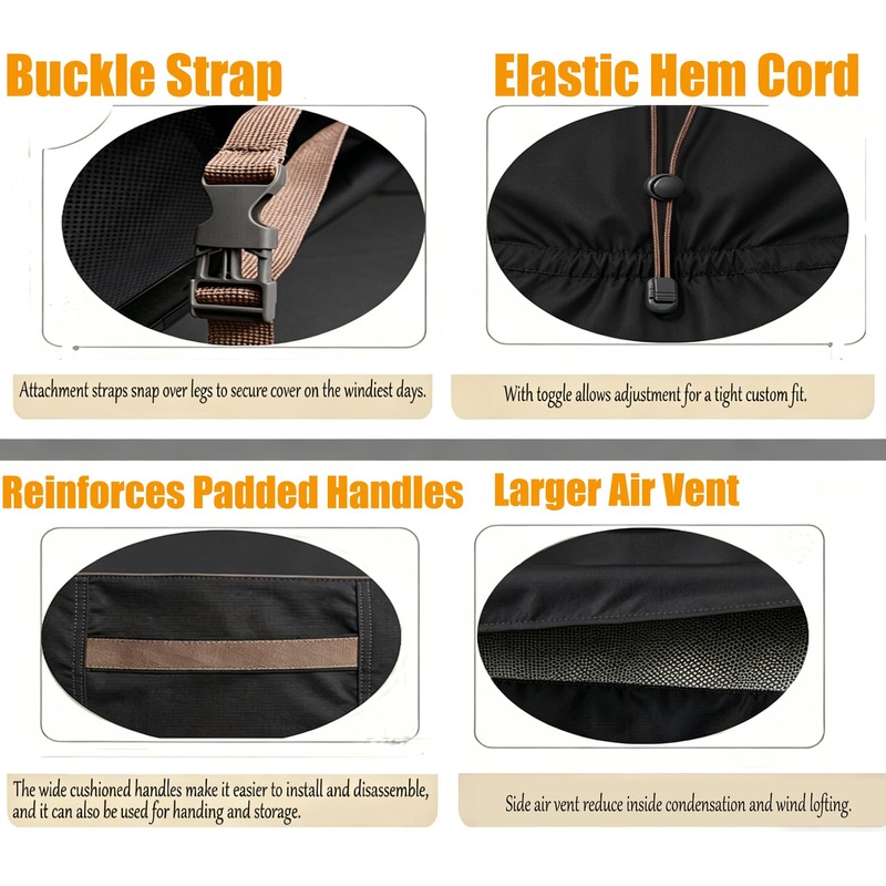 Garden Balsam 600D Heavy Duty Waterproof Patio Fire Pit Cover