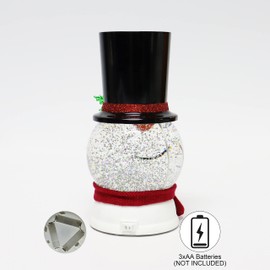 Christmas Tabletop Decor, Snow Globe Water Spinning LED Lighted Snowman, Battery Operated (not Included) (9.4" H x 5.5" W x 4.8" D) by Moments in Time