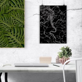 Mr. & Mrs. Panda Poster Lahnstein DIN A4 - Geschenk, Handgemaltes Poster, Bild, Küchenposter, Städte, Stadt Dorf Karte Landkarte Map Stadtplan, Dorf,