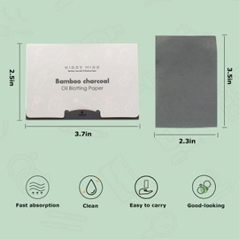 WishLotus 200 Counts Oil Blotting Paper, Bamboo Charcoal Oil Blotting Sheets for Oily Skin, Natural Unisex Oil Control (Bamboo Charcoal)