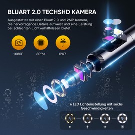 Glosole Dual Cameras, Endoscope Camera with Light, 4.5 Inch IPS Screen, 1080P HD Inspection Camera, Industrial Endoscope, Snake Camera, IP67 Waterproof, with 32G TF Card and Carry Bag