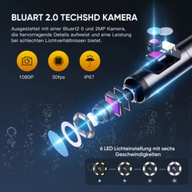 Glosole Dual Cameras, Endoscope Camera with Light, 4.5 Inch IPS Screen, 1080P HD Inspection Camera, Industrial Endoscope, Snake Camera, IP67 Waterproof, with 32G TF Card and Carry Bag
