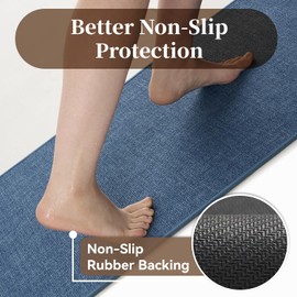 MontVoo Bath Mat Rug-Ultra Thin Non Slip Bath Mats for Bathroom Mat Quick Dry, Rubber Backing Washable Bathroom Rugs Fit Under Door, Absorbent Bath Rugs for Floor,20"x32",Blue