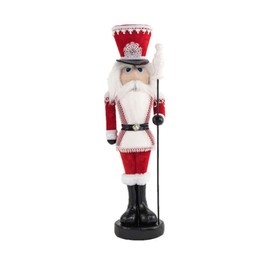 December Diamonds Candy Cane Lace 24" Red/Lace Nutcracker Figurine - Christmas Decoration