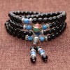 coai® 108 Beads Multilayer Blue Kyanite and Obsidian Malas Prayer