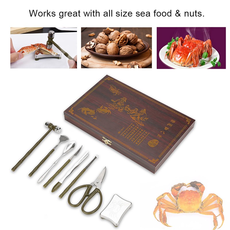 8PCS Lobster Crab Cracker Tools Stainless Steel Seafood Claw Tool