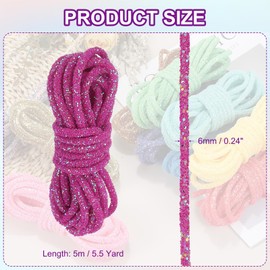 PATIKIL Sequins Rope, 5.5 Yard 6mm Sequins Rhinestone Tube Cord for Wedding Dresses Earring Costume Clothing Shoes Jewelry DIY Crafts Making Accessory, Rose Red