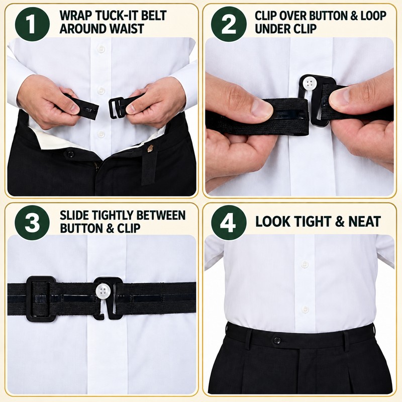 Men'S Nylon Shirt Stays with Anti-Slip Elastic Grip and Adjustable