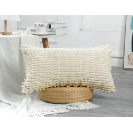 PANOD Decorative Long Lumbar Pillow Cover 16x26 Boho,Super Soft and Plush Modern Long Rectangle Pillow Cover Pillow Case Cushion Case for Bed Sofa Couch Farmhouse Livingroom,Beige