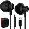 USB Computer Headset with Microphone, COOYA Magnetic Wired Earphones for PC 7.5FT Long Cord, in-Ear Headphones with HiFi Stereo Bass Sound for Laptop Desktop Notebook Office Live Stream Online Meeting