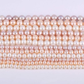 Perlas de agua dulce naturales para hacer joyas, collar de mujer, pulsera de 5 a 6 mm, color blanco, 14 pulgadas