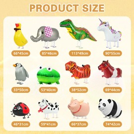 OSDUE Animal Balloons for Kids,12pcs Party Decorations, Foil Cute Walking Mixed Animal Balloons for Kids Birthday Supplie Gift, Theme Party Decorations Favors