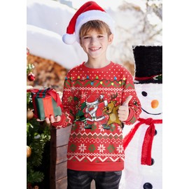 BesserBay Christmas Children's Sweatshirt Long Sleeve Sweatshirt Print Unisex 4-14 Years, Santa & Reindeer