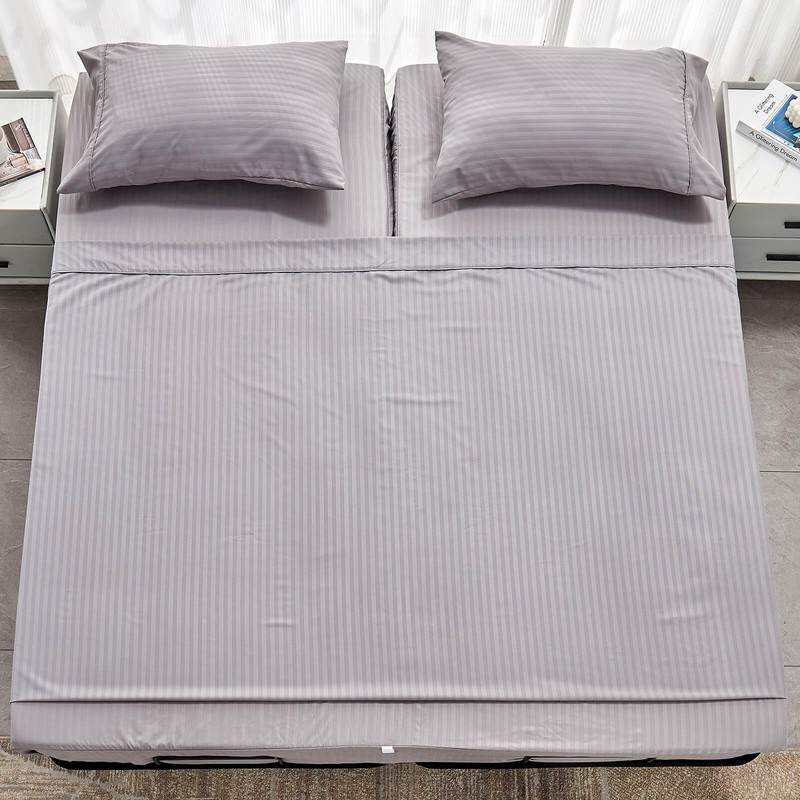 Kingnex Striped Split Top California King Sheets Sets for Adjustable
