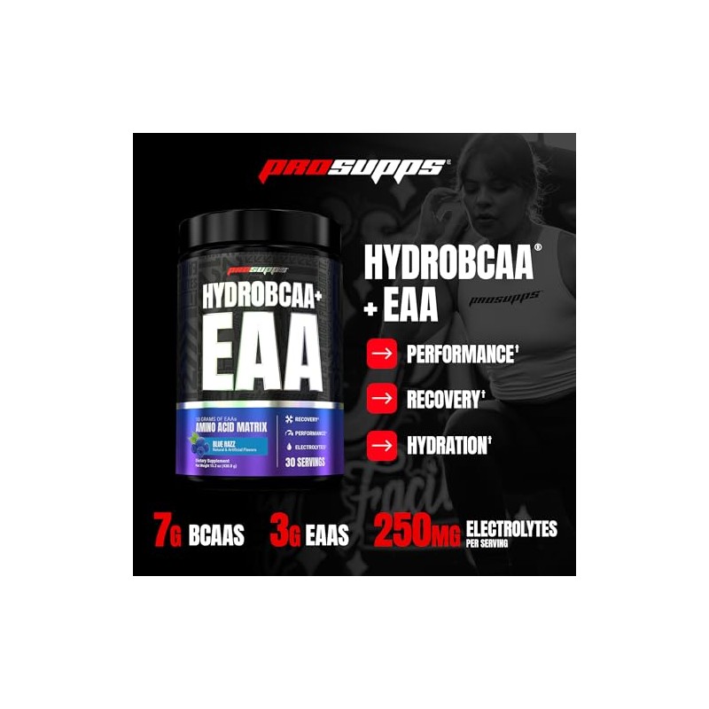 HydroBCAA Essentials Aminoácidos ProSupps Mora Azul 414 Gramos