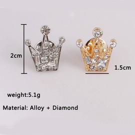 TseenYi Fashion Rhinestone Brooch Mini Crown Crystal Collar Pin Chest Pin Clothes Jewelry Gifts for Men Women (Silver), Metal