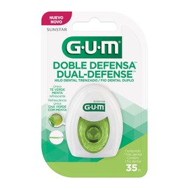 GUM Hilo Dental Té Verde – Carrete de 35 m, doble cuerda para limpieza profunda y sabor a menta fresca